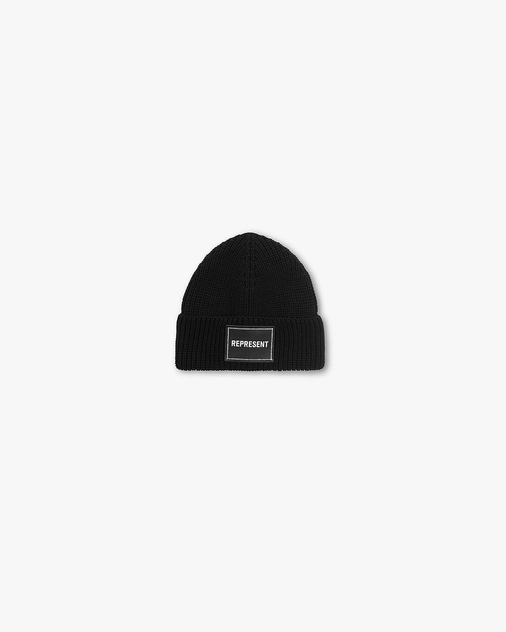 Represent Leather Patch Beanie - Black